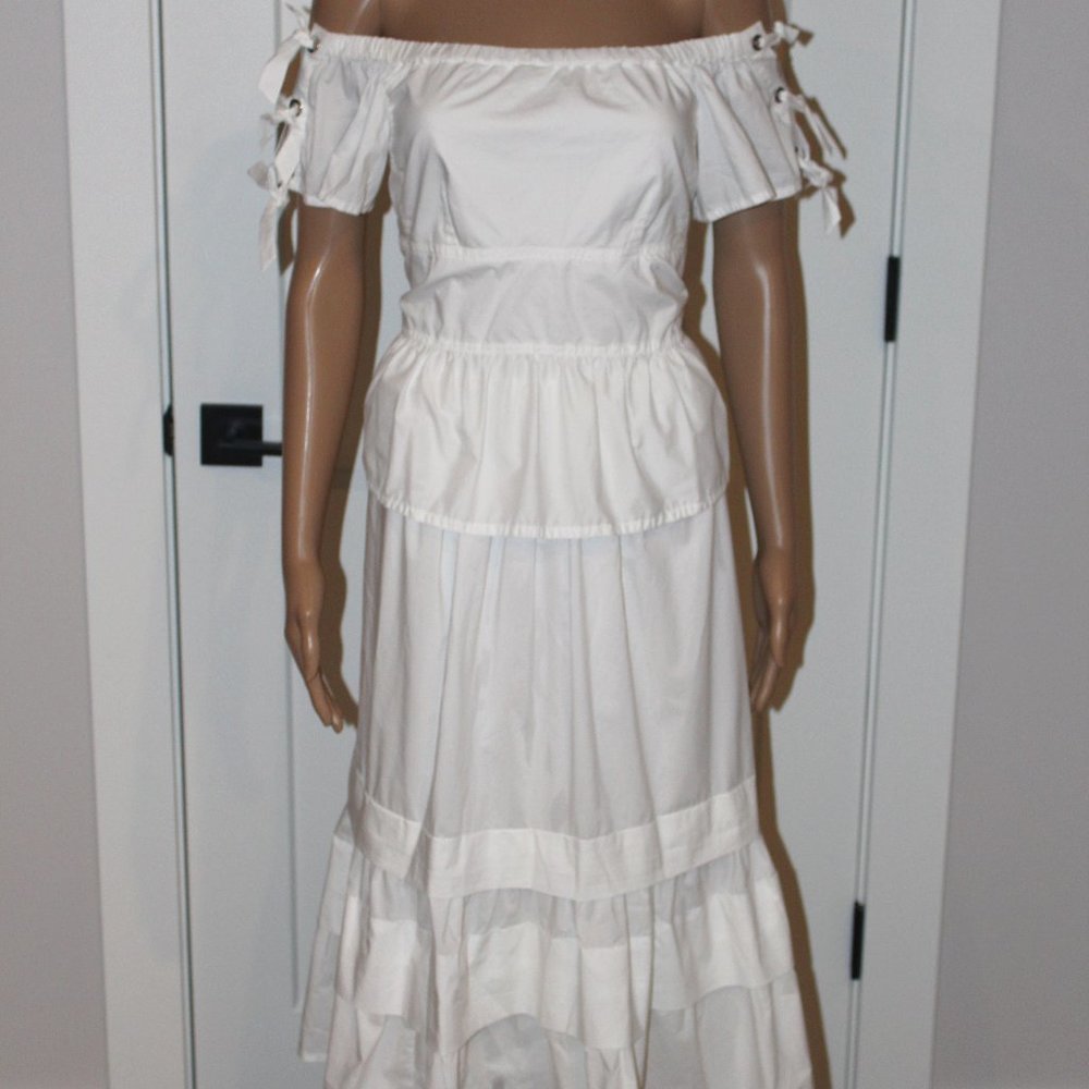 Rebecca Taylor Off Shoulder Tie Midi Dress - New - Size 6